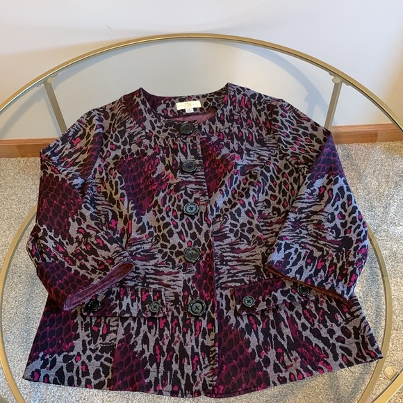 Studio Works Button Front Leopard Print Jacket - Picture 13 of 16